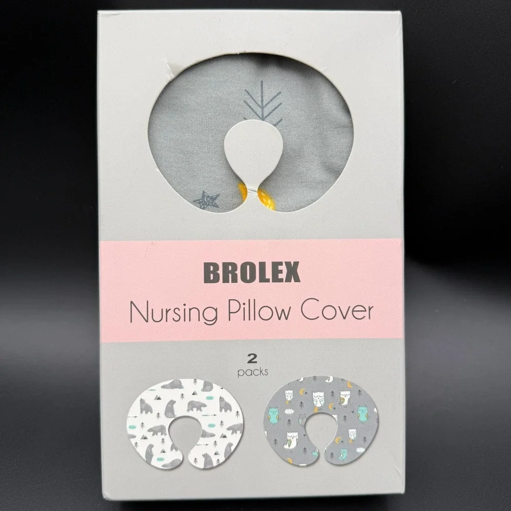 Brolex Nursing Pillow Cover Gray Owl Jersey Knit Single Cover Missing Pair
